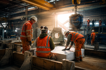 Construction workers on an infrastructure project representing the AMP8 skills gap
