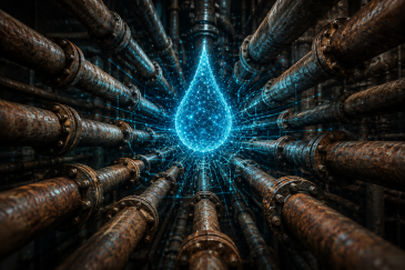 Digital water network representing engineering technology used to improve water system resilience