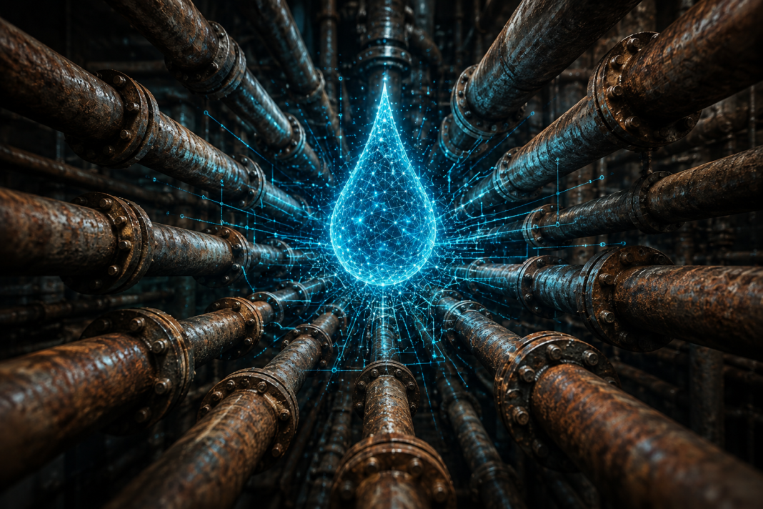 Digital water network representing engineering technology used to improve water system resilience